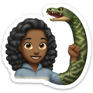 Una chica de pelo negro abrazando a un chico de pelo negro con tatuaje de serpiente en un brazo  sticker