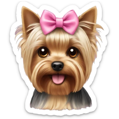 Yorkshire Terrier mini with a pink bow on its head sticker