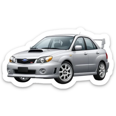 Silver 2004 impreza gd with white wheels  sticker