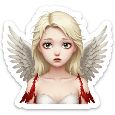 Female angel with torn wings, exposed collarbones, sorrow and lust intertwined sticker