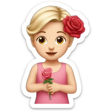 White Girl toddler with rose  sticker