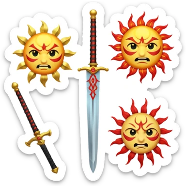 swordss sun beathing demon slayer style sticker