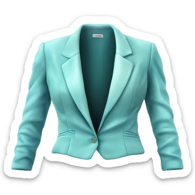 Hyper Realistic isolated side view of a pair of velvet light robins egg blue feminine blazer jacket. sticker
