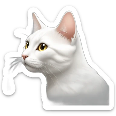 FUL body side profile white cat sticker