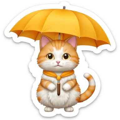 Cat with yellow umbrella sticker