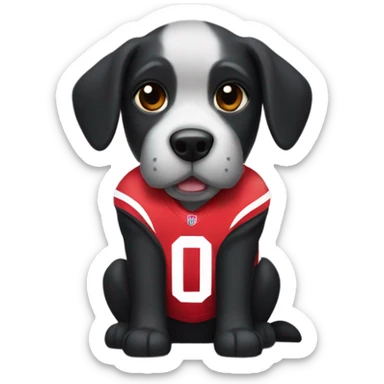 Black dog wearing Ohio state football jersey sticker