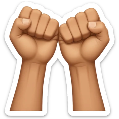 Left and Right fist from the top Perspektive with the Arms crossed over at the wrists  sticker