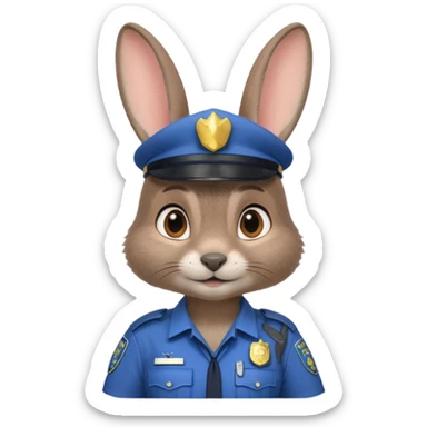 Judy Hopps (gray rabbit with a police suit, without a cap. big ears) from the Zootopia Disney movie sticker