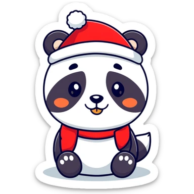 Un panda con un gorro de Navidad sticker