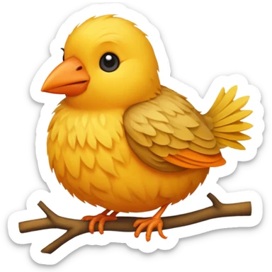 a weaver bird cuddling, cute apple style emoji sticker