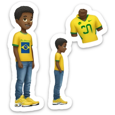 A boy With air max Tn , baggy jeans blue and a football shirt brazil yellow  sticker