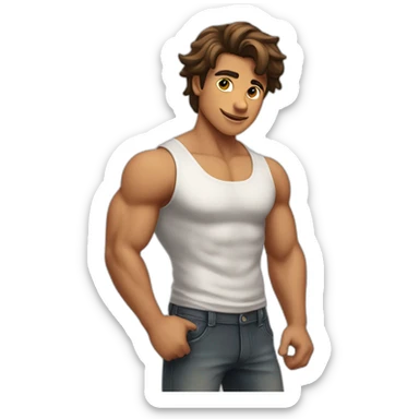 Beau gosse musclé brun adolescent sticker