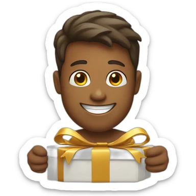 happy guy receiving a gift sticker