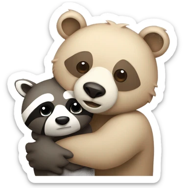 A bear and a raccoon hugging sticker