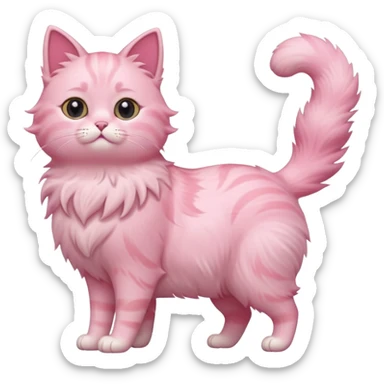 cute pink cat, full body. different body shape, side view. sticker