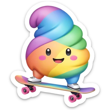  pastel rainbow kawaii Poop skateboarding  sticker