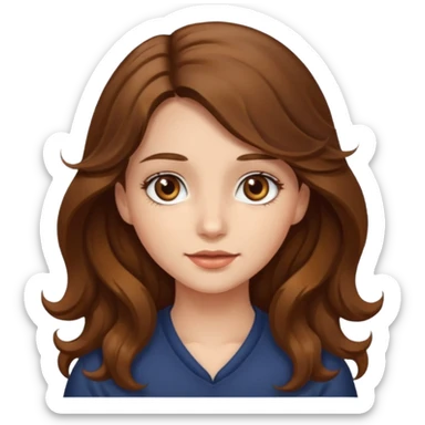 realistic portrait of girl long wavy hair hazel eyes sticker