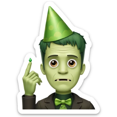 Frankenstein peeing at a birthday party sticker