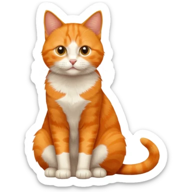 full body solid orange domestic shorthair slim cat sitting sticker