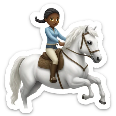 girl riding a white horse sticker
