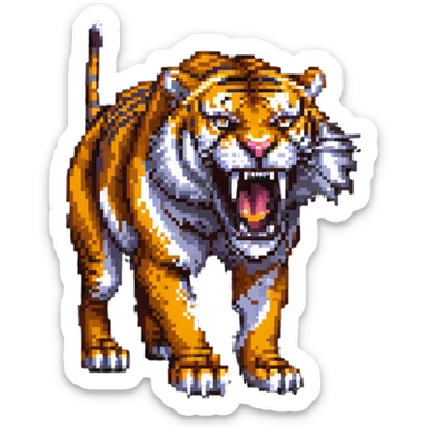 saber-toothed tiger with long fangs, ice age predator sticker