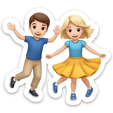 two children spinning together, happy and energetic sticker