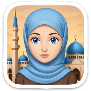 Turkish beautiful finish Konya girl blue eyes with hijab dress and ramadan background  sticker