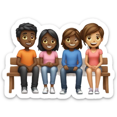 4 young people, two boys and two girls, one couple is chatting while the other is playing a game, the overall atmosphere is warm and loving. sticker