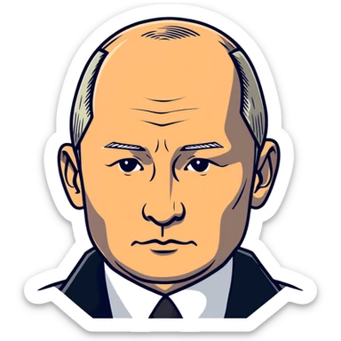 Vladimir Putin, Russian president, with serious face sticker