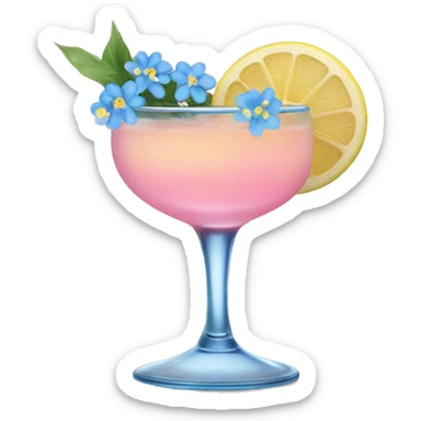 pink/bluish lemon cocktail with blue small flowers  sticker