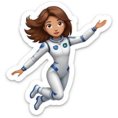 beautiful brown hair girl flying to space sticker
