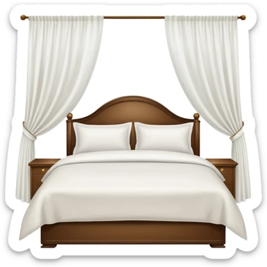 King size bed with curtains sticker