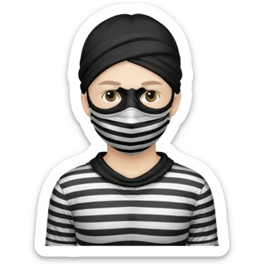 thief, with stripped shirt, facemask, thief mask. sticker