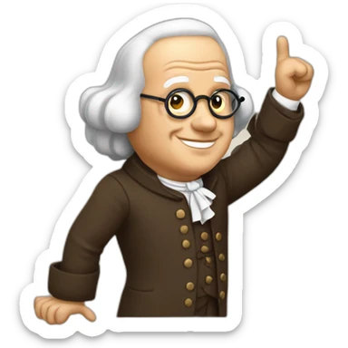 benjamin franklin with an arm up sticker