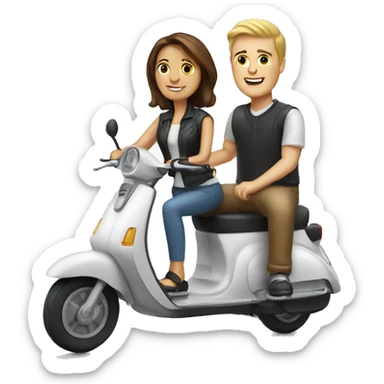 White Couple on scooter sticker