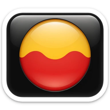 A wawy black and red rectangle with medium sized yellow circle in the middle sticker