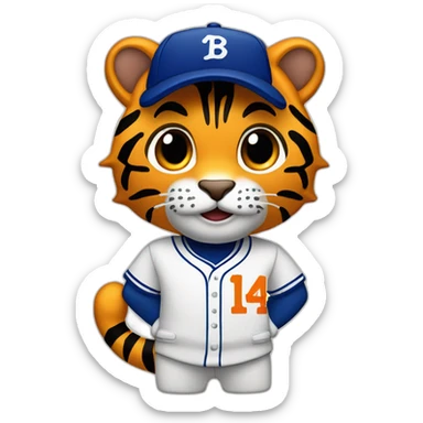 Tigre con camiseta de beisbol y la letra L sticker