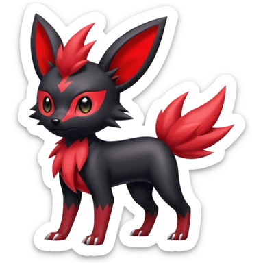  Shiny edgy red Zorua-Umbreon-Salandit-Jolteon-fusion sticker