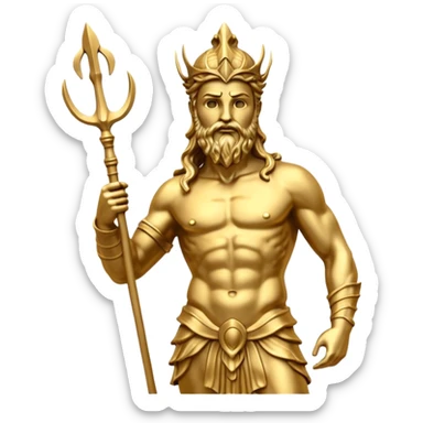 golden poseidon statue sticker