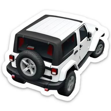 White Jeep Wrangler Rubicon with white roof and red rims  sticker