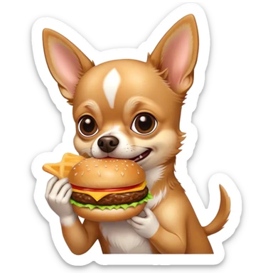 Perro chihuahua comiendo una hamburguesa  sticker