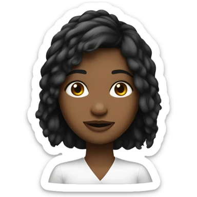 Mulher com franja curta e cabelo preto e liso sticker