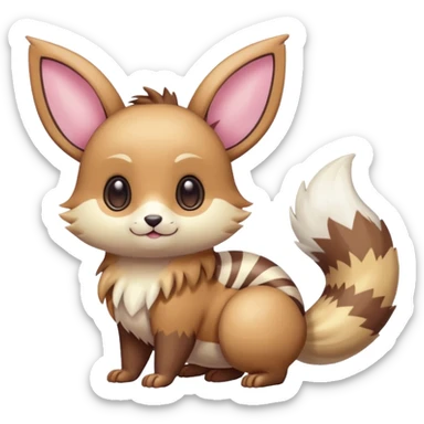 Kawaii Shiny Colorful Pastel Furret-Eevee-fusion Full Body sticker