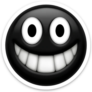generate a black scary smail in 112 x 112 format with a transparent background sticker