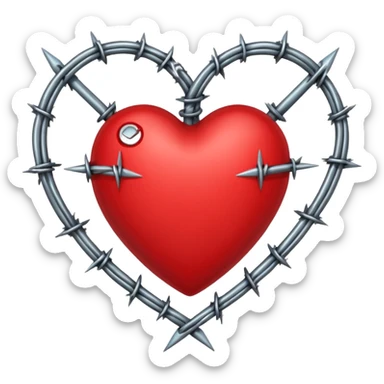 heart with a dark star and barbed wire sticker