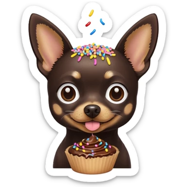 Black chihuahua with a piece of cake sticker