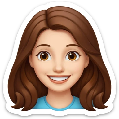 smiling woman with long brown hair, cheerful expression sticker