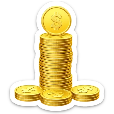 Prompt 2: "you’ve sacrificed and saved…"
Graphic: 💰 Coin stack (white) with top coin glowing yellow.
Animation: Coins stack up, top coin pulses.
Background: Transparent.
 sticker