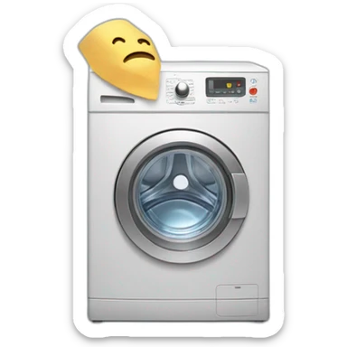 A washing machine has its head tied with a medical bandage sticker