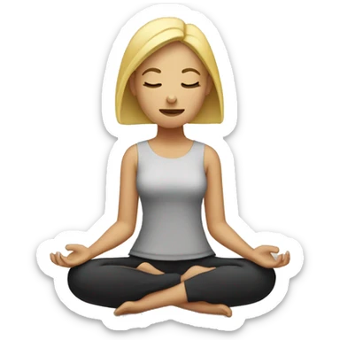mujer rubia meditando sticker